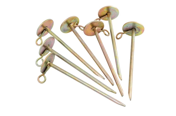 Ground Sheet Peg + hook. 150 x 6mm ( 32 x 2.5mm disc) Electroplated 8Pack